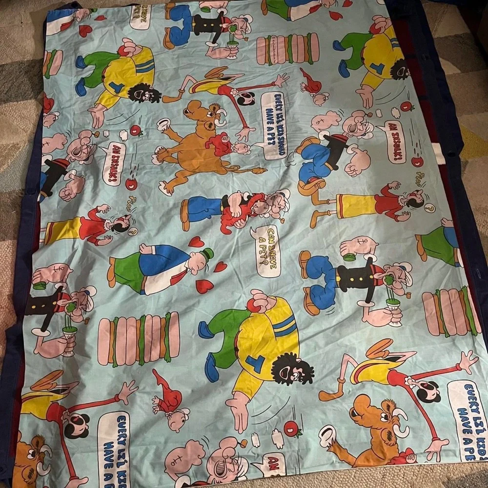 Vintage King Features Syndicate Popeye The Sailor Theme Flat Sheet Olive cow
